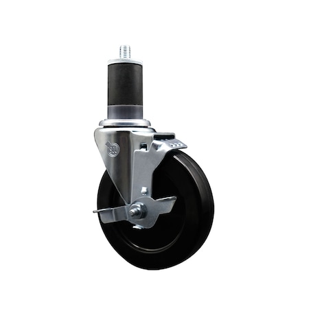 Service Caster 5'' SS Hard Rubber Swivel 1-5/8'' Expanding Stem Caster with Brake SCC-SSEX20S514-HRS-TLB-158